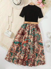 Children's Printed Short Sleeve Dress