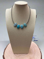 3mm Sterling Pearls and Peruvian Amazonite - 14 inch choker