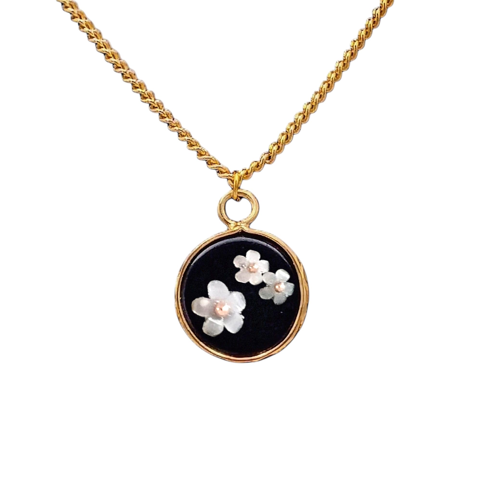 18K Gold Plated Natural Stone Necklace with Color Changing Floral Design, Black Obsidian, Amazonite, Rose Quartz, UV Reactive 18K Gold Plated Natural Stone Necklace with Color Changing Floral Design, Black Obsidian, Amazonite, Rose Quartz, UV Reactive