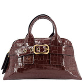 Niky Mid Brown Moc Croc Leather Mini tote Bag