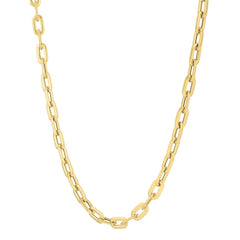 Oval Domed Paperclip Necklace in 14K Yellow Gold