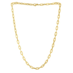 Oval Domed Paperclip Necklace in 14K Yellow Gold