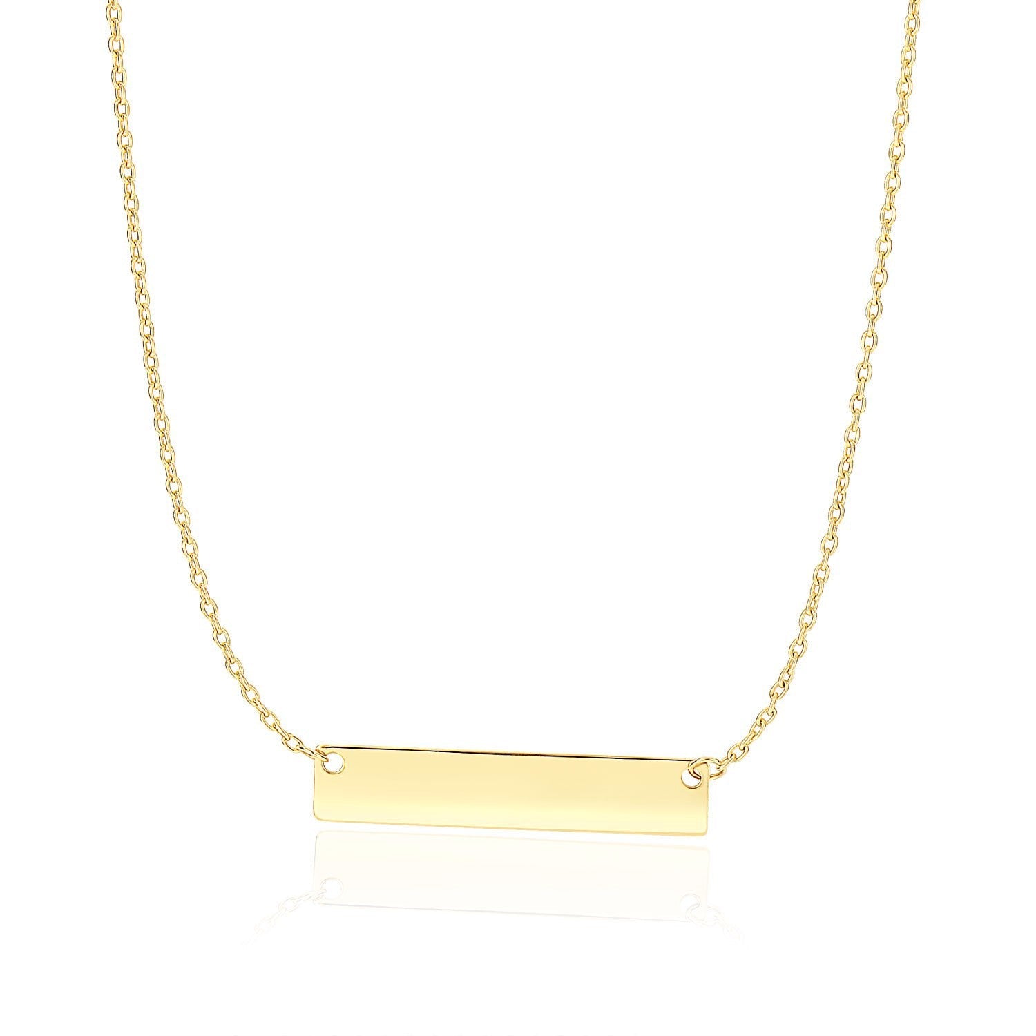 14k Yellow Gold Smooth Flat Horizontal Bar Style Necklace 14k Yellow Gold Smooth Flat Horizontal Bar Style Necklace