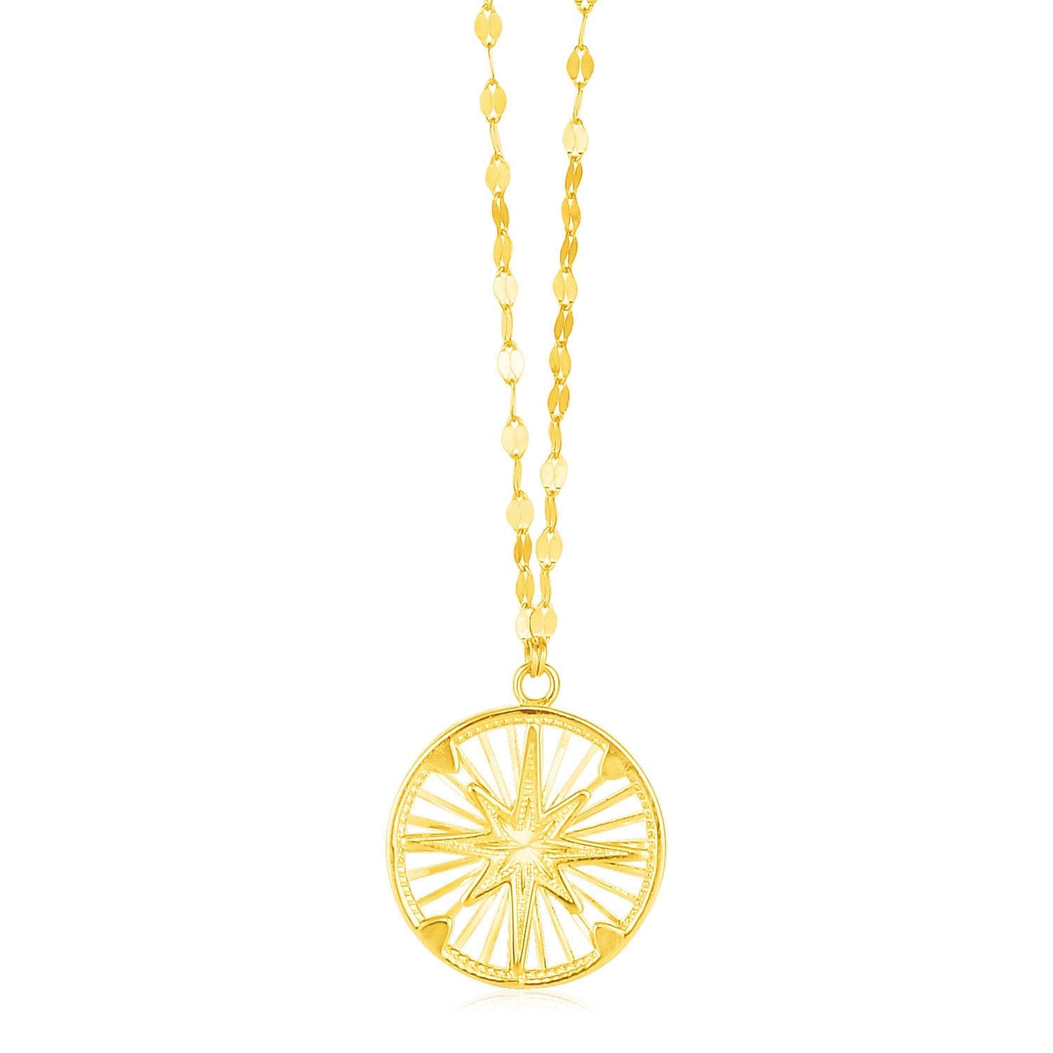 14k Yellow Gold Necklace with Compass Pendant 14k Yellow Gold Necklace with Compass Pendant