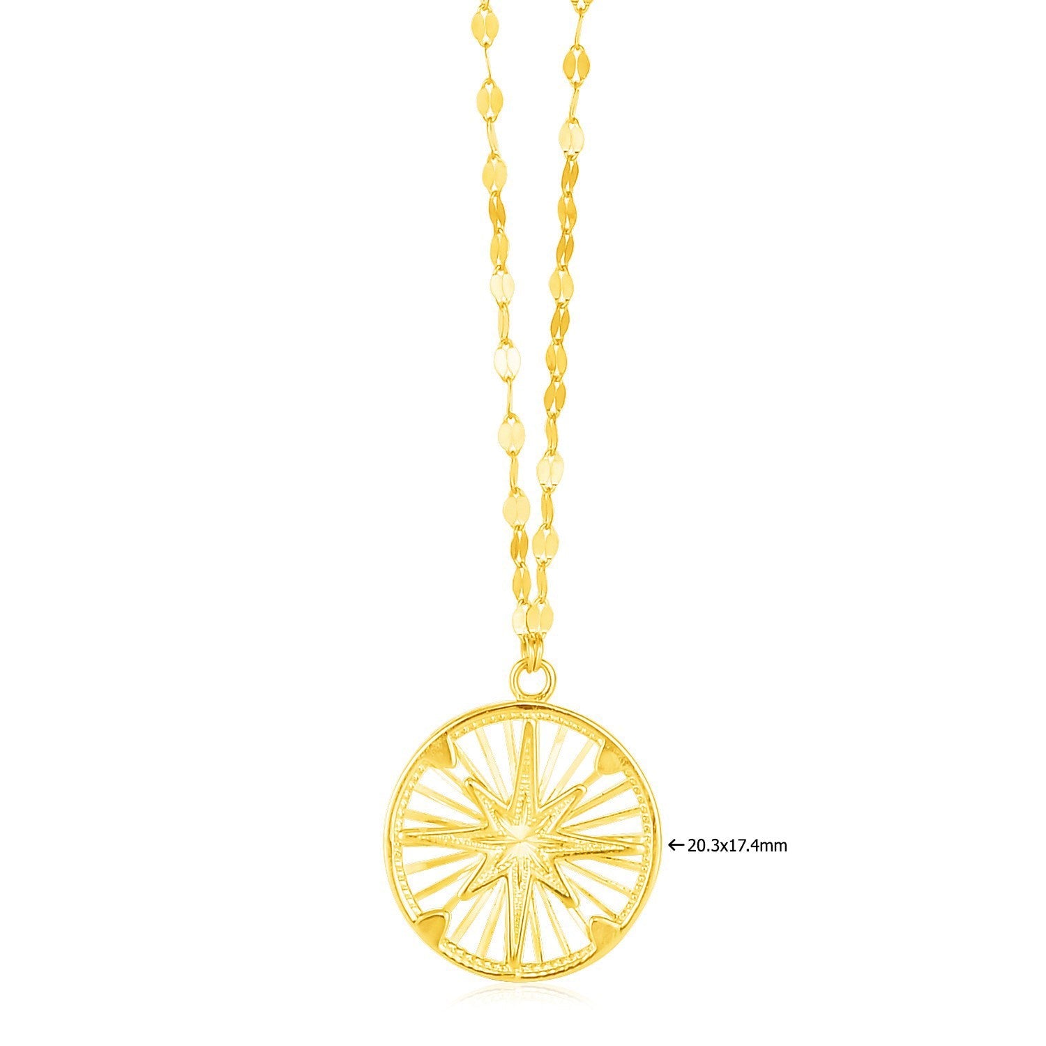14k Yellow Gold Necklace with Compass Pendant 14k Yellow Gold Necklace with Compass Pendant