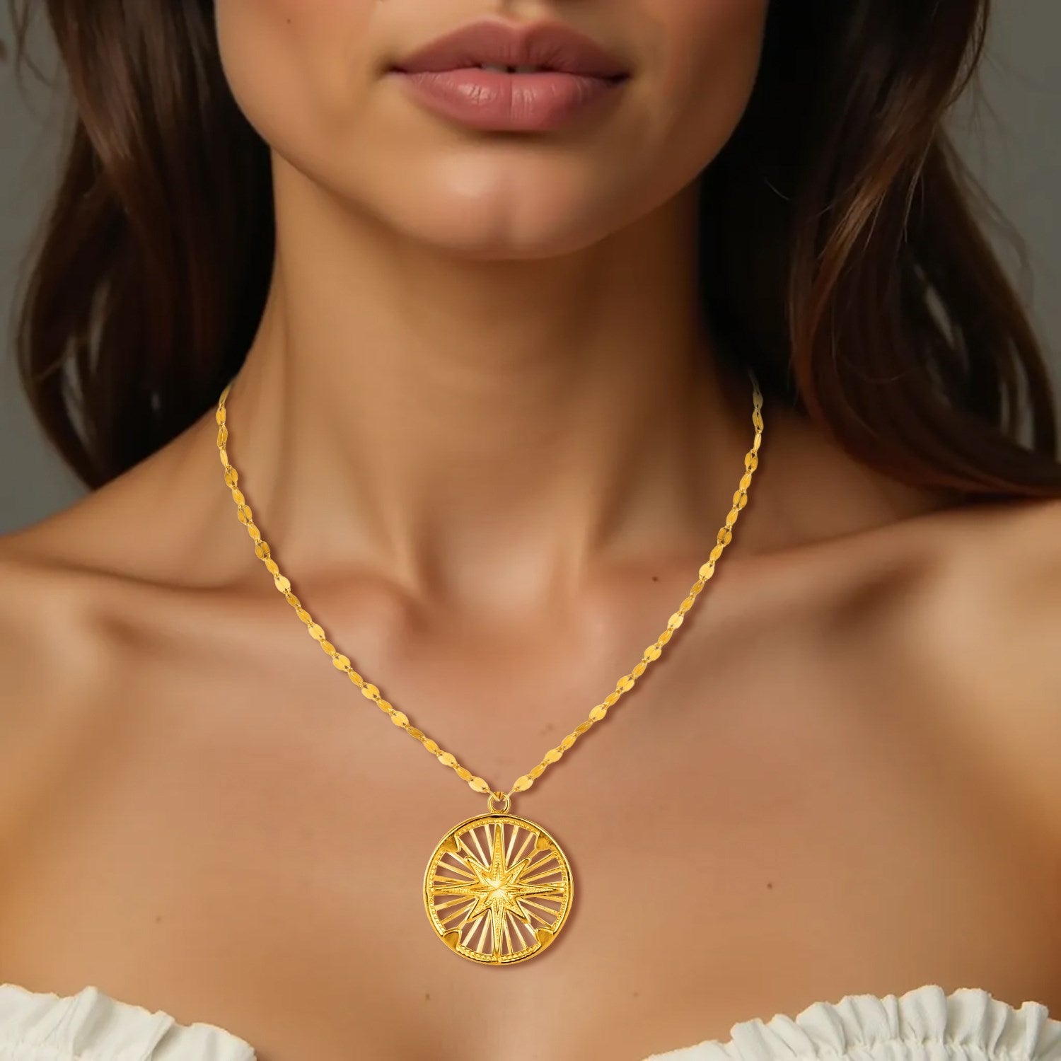 14k Yellow Gold Necklace with Compass Pendant 14k Yellow Gold Necklace with Compass Pendant