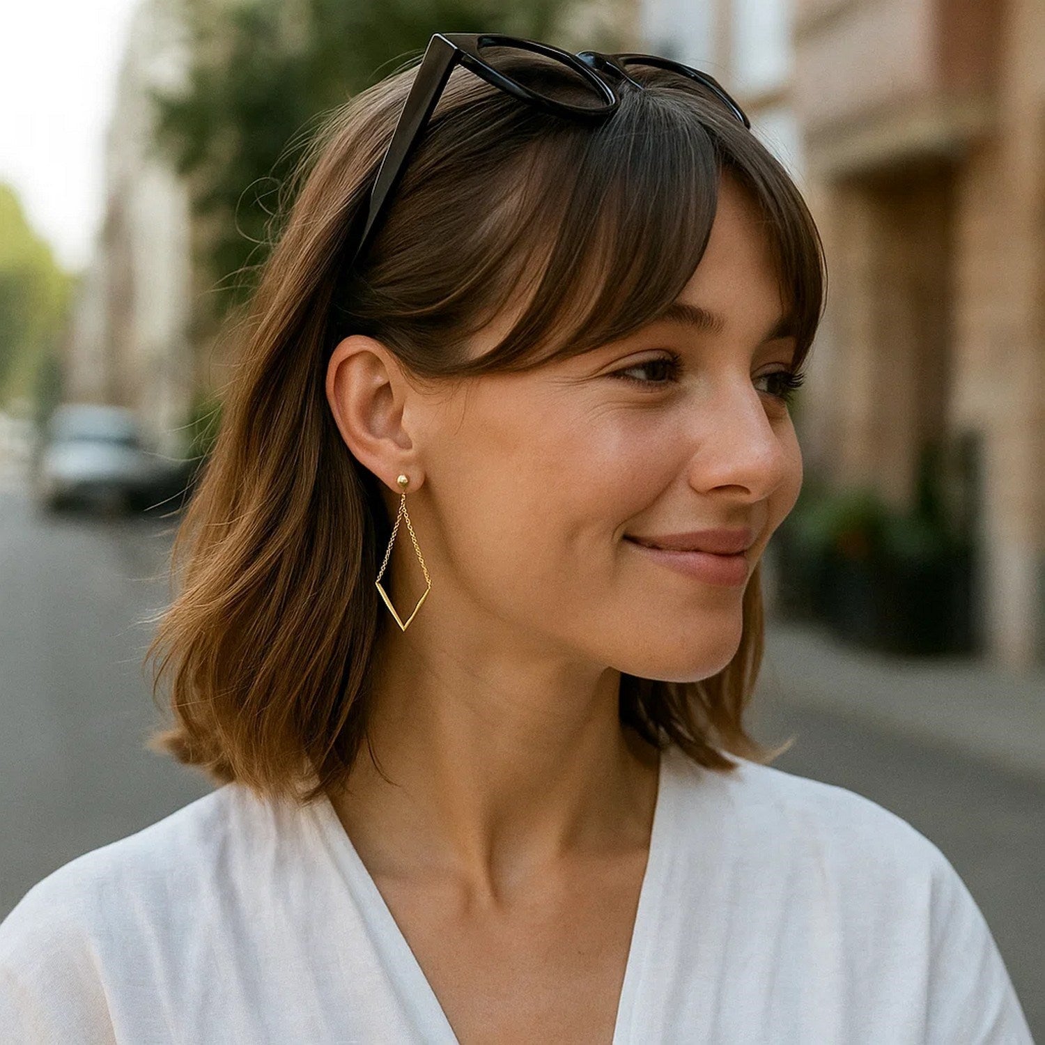 14k Yellow Gold Diamond Shape Chain Drop Earrings 14k Yellow Gold Diamond Shape Chain Drop Earrings