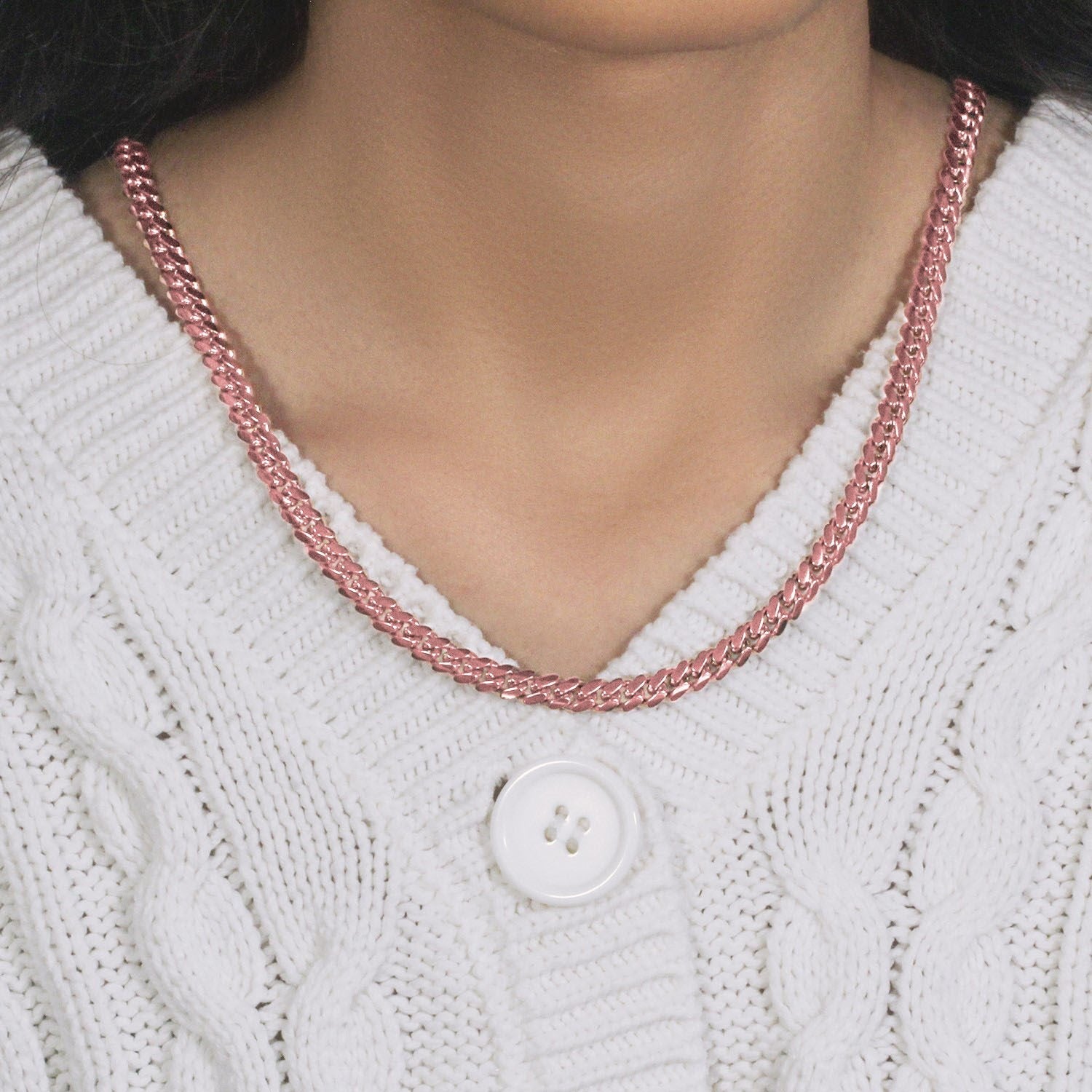 14k Rose Gold Classic Miami Cuban Solid Chain (6.10 mm) 14k Rose Gold Classic Miami Cuban Solid Chain (6.10 mm)