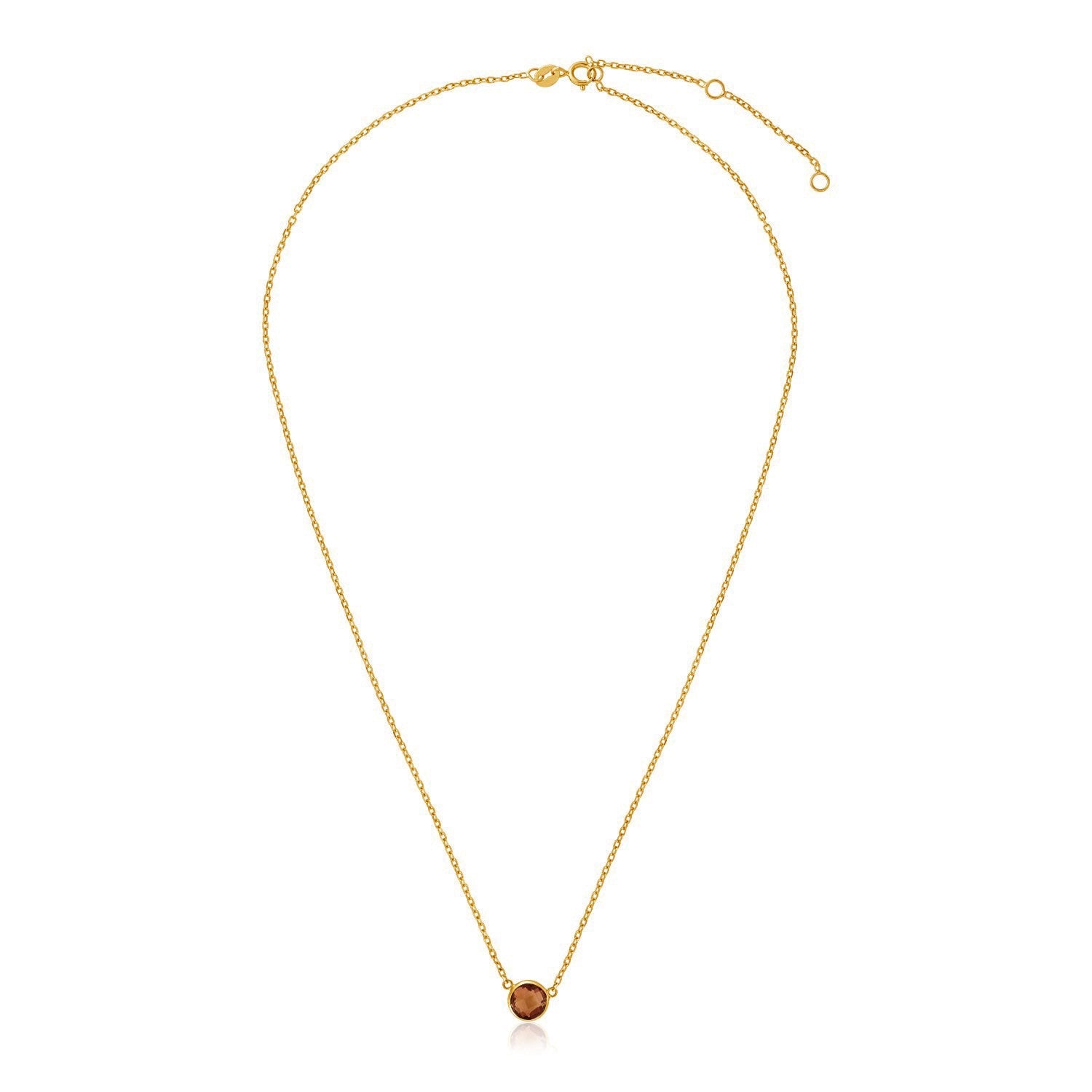 14k Yellow Gold 17 inch Necklace with Round Citrine 14k Yellow Gold 17 inch Necklace with Round Citrine