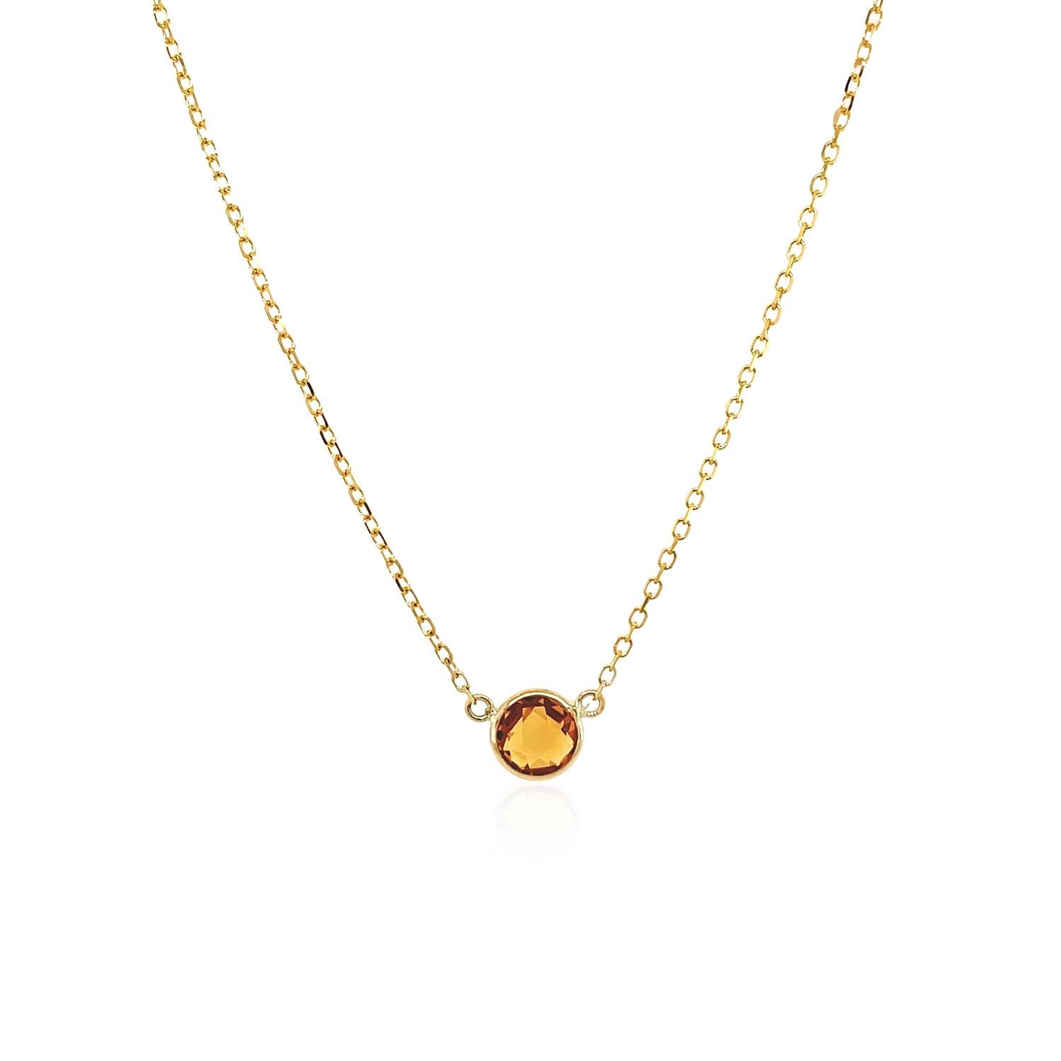 14k Yellow Gold 17 inch Necklace with Round Citrine 14k Yellow Gold 17 inch Necklace with Round Citrine