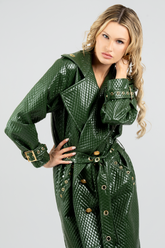 Trinity Quilted Vegan Leather Trench Coat