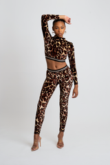Kali Cheetah Print Velour Two-Piece Set