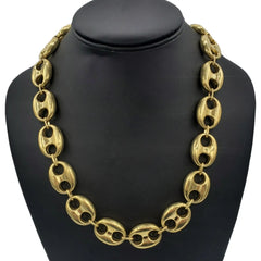14K Gold- Hollow Puff Mariner Chain