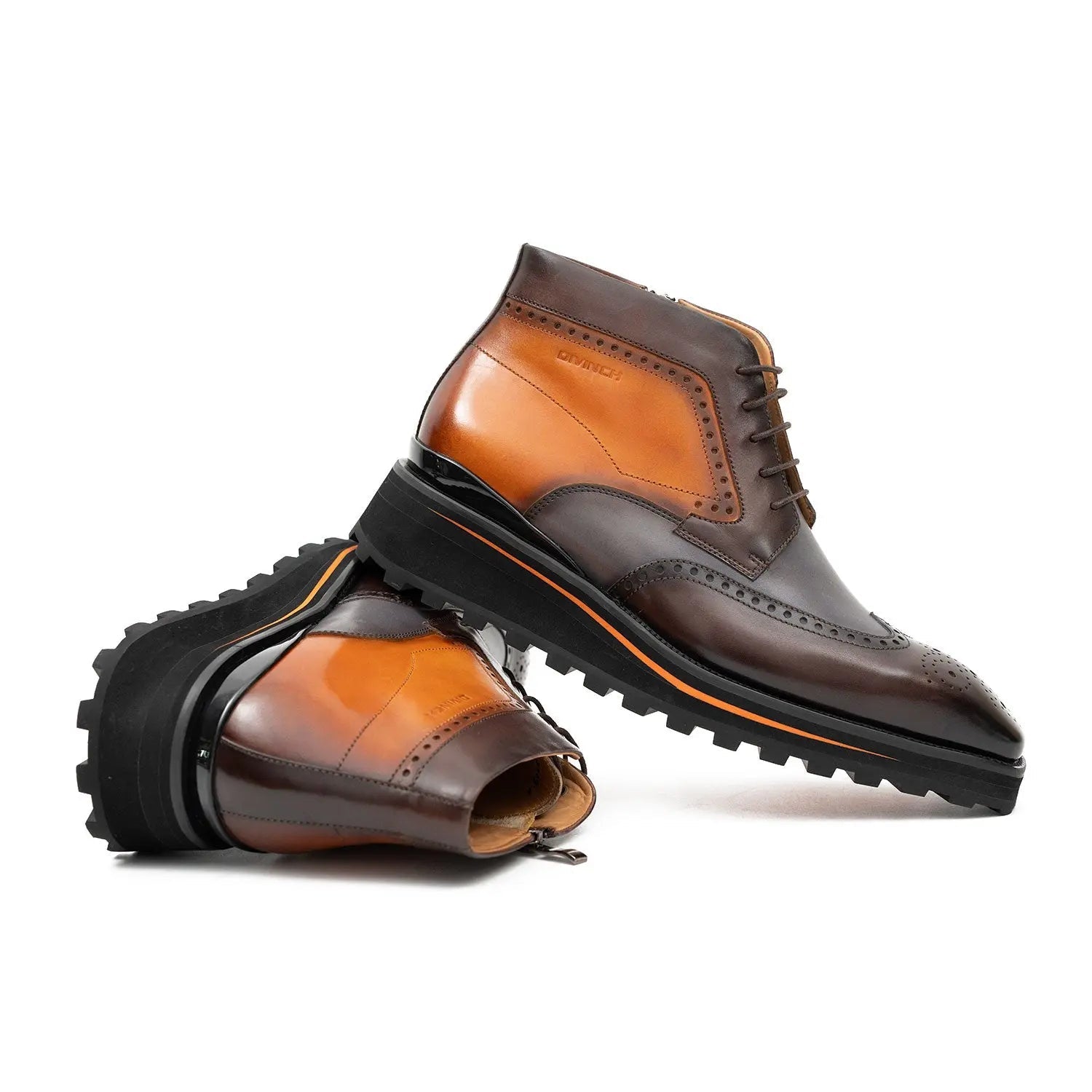 Zipper Brogue Martin Boots 2890 Gray Brown Zipper Brogue Martin Boots 2890 Gray Brown