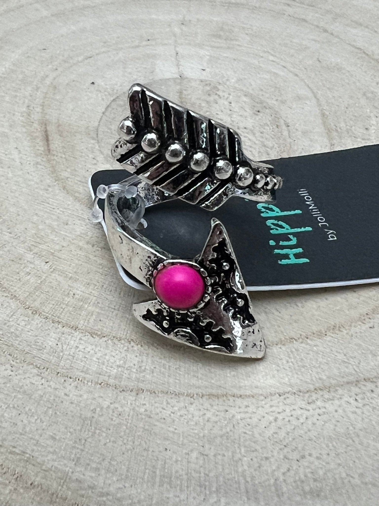 Arrow Head Cuff Ring with Faux Pink Stone Arrow Head Cuff Ring with Faux Pink Stone