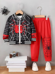 Spider Baseball Collar Top and Pants Set