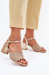 Lureciane Mixed-Media Column Heel Sandals