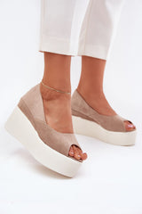 Velunara Covered Wedge Suede Sandals