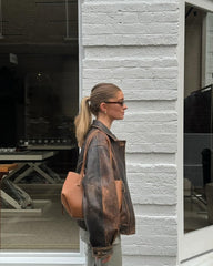 Women's Distressed Brown Oversized Leather Jacket, Women 1980's Style Jacket, Ladies Bomber Jacket, Soft Leather, Christmas Gift For Her