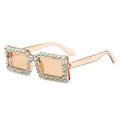Retro Fashion Diamond Embedded Square Frame Sunglasses