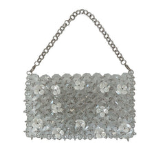 Hand Woven Beaded Bag Acrylic Small Square Bag Women Mini Shoulder Crossbody Chain Bag Lightweight