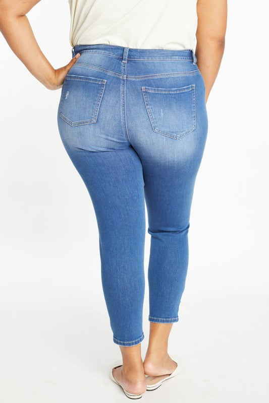 CURVY DESTRUCTED ANKLE SKINNY JEAN