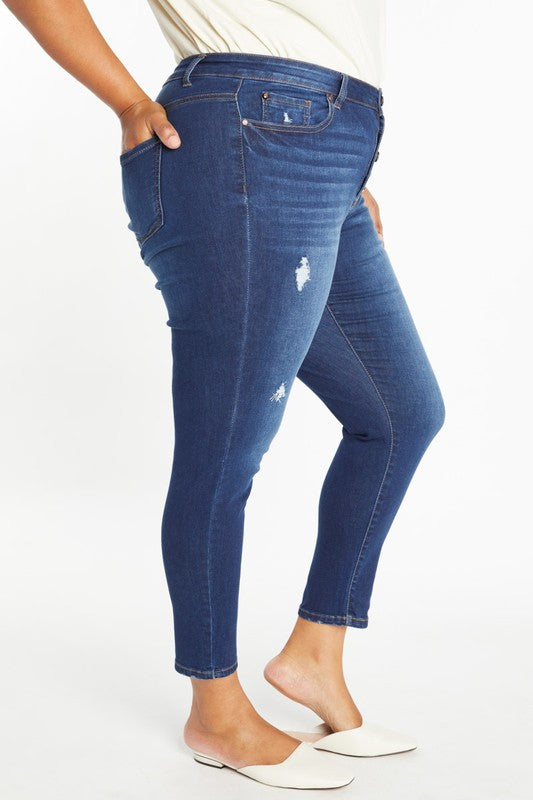 CURVY DESTRUCTED ANKLE SKINNY JEAN
