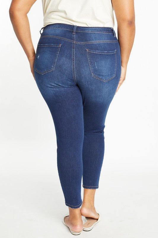 CURVY DESTRUCTED ANKLE SKINNY JEAN