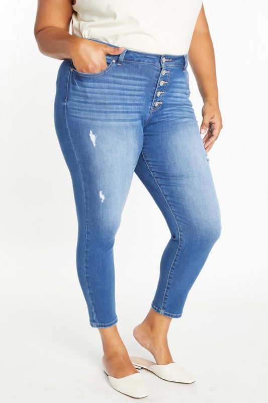 CURVY DESTRUCTED ANKLE SKINNY JEAN