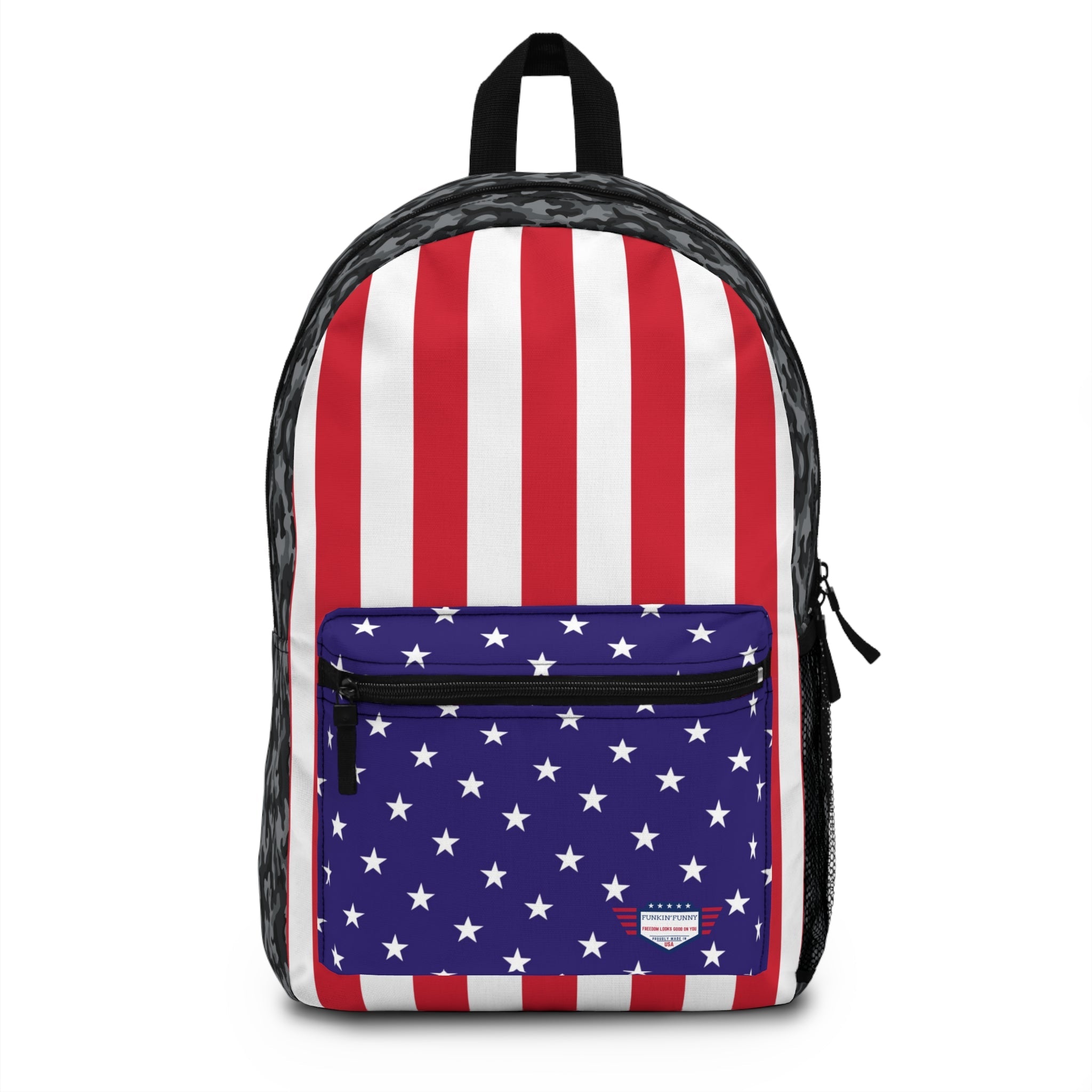 Camo USA Patriotic Back to School - Backpack for Travel, School, & Outdoor Adventures | USA Flag Design | Gifts for Veterans, Holidays, and Events