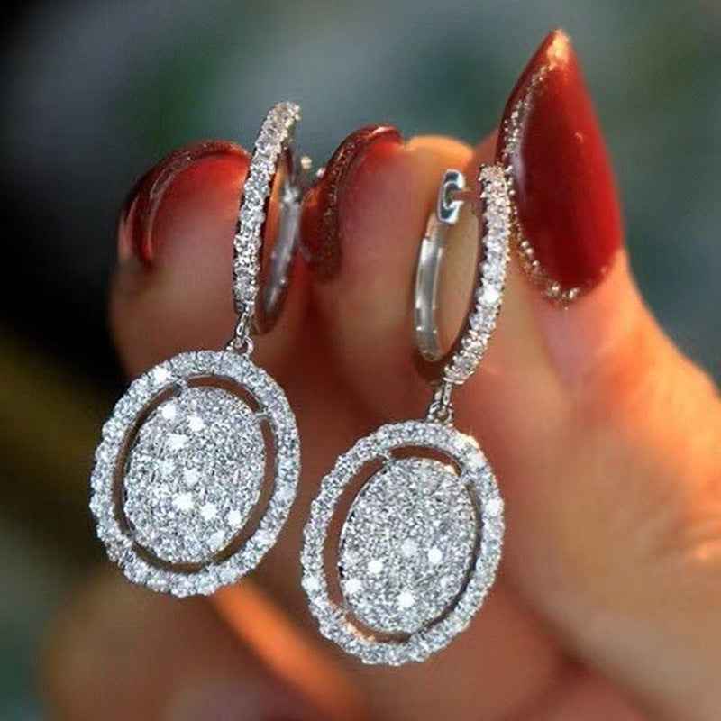White Gold Oval Earrings - Stylish Elegance for Every Occasion