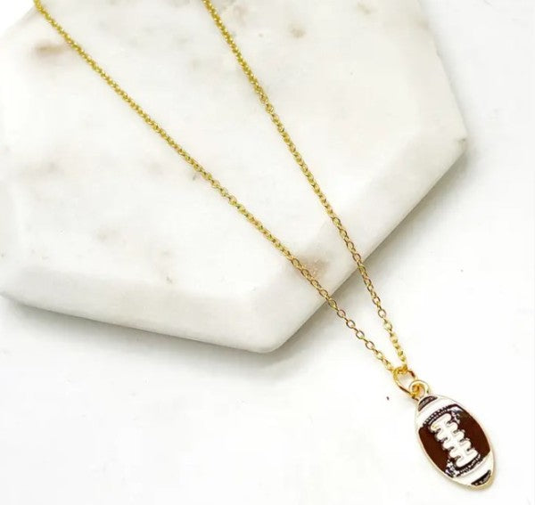 Enamel Football Charm Necklace Gameday