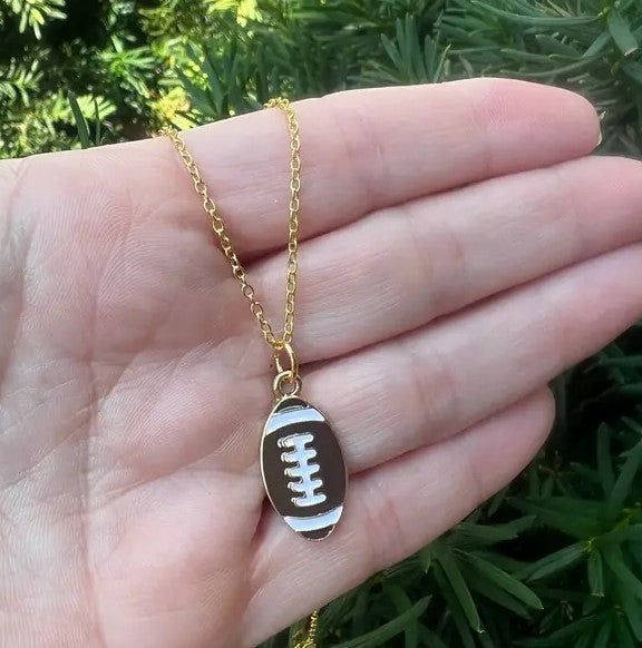 Enamel Football Charm Necklace Gameday