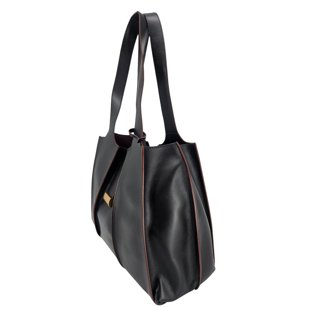 Eloise Black Leather Shoulder Bag