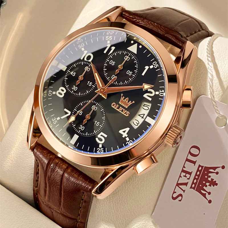 OLEVS Luxury Waterproof Quartz Watch for Men with Luminous Features