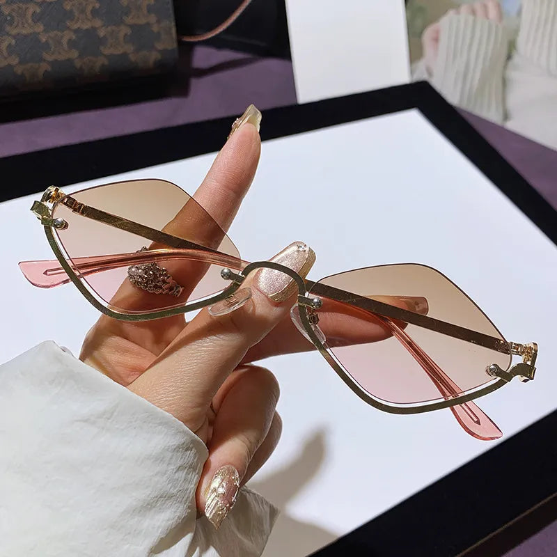 Cat Eye Sunglasses with Gold Metal Frame