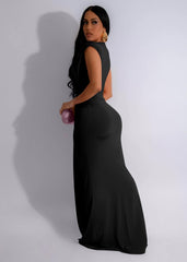 Memoriesea Women's Elegant Sleeveless Deep V Neck Bodycon Party Evening Gown Maxi Dress