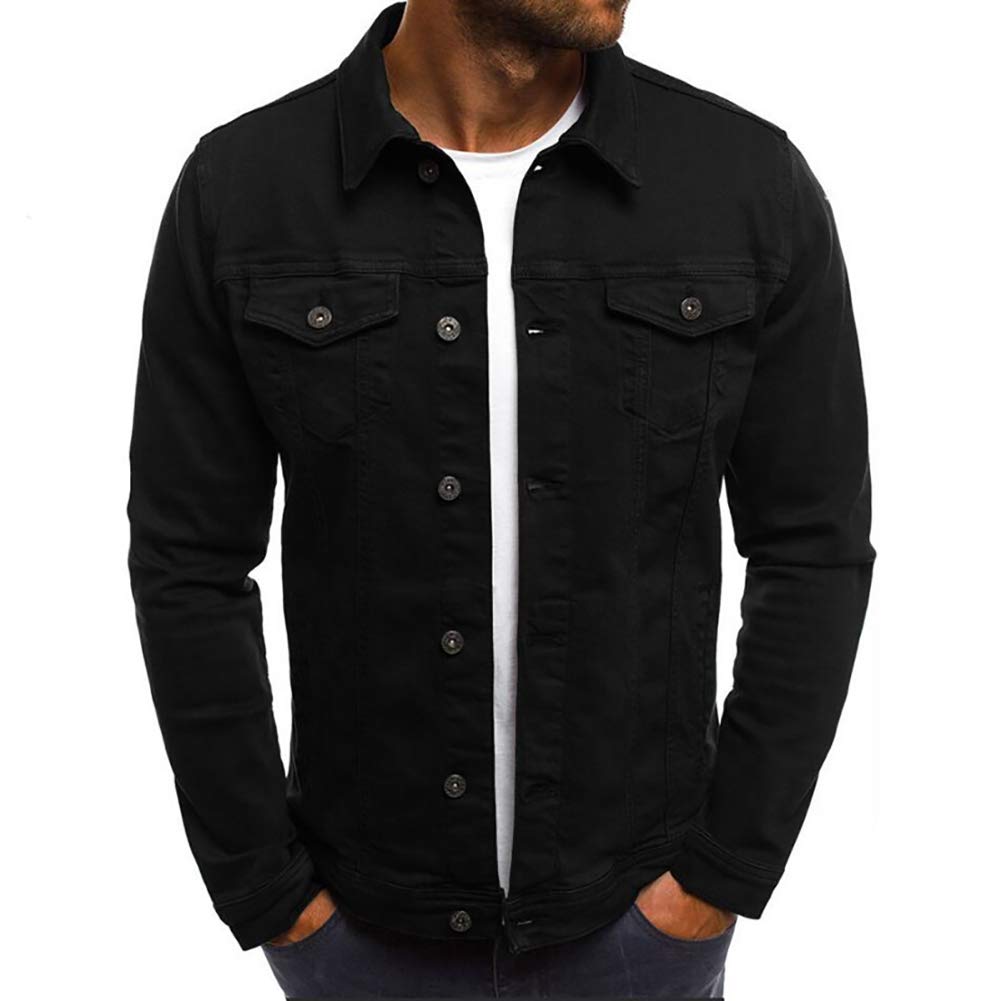 LONGBIDA Men's Casual Classic Denim Jacket Slim Fit Fashion Jean Coat
