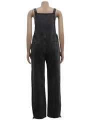 Wmstar Women's Jumpsuit Denim Cargo Pockets One Piece Outfits Wide Leg Black Fashion Streetwear Romper Wholesale Dropshipping