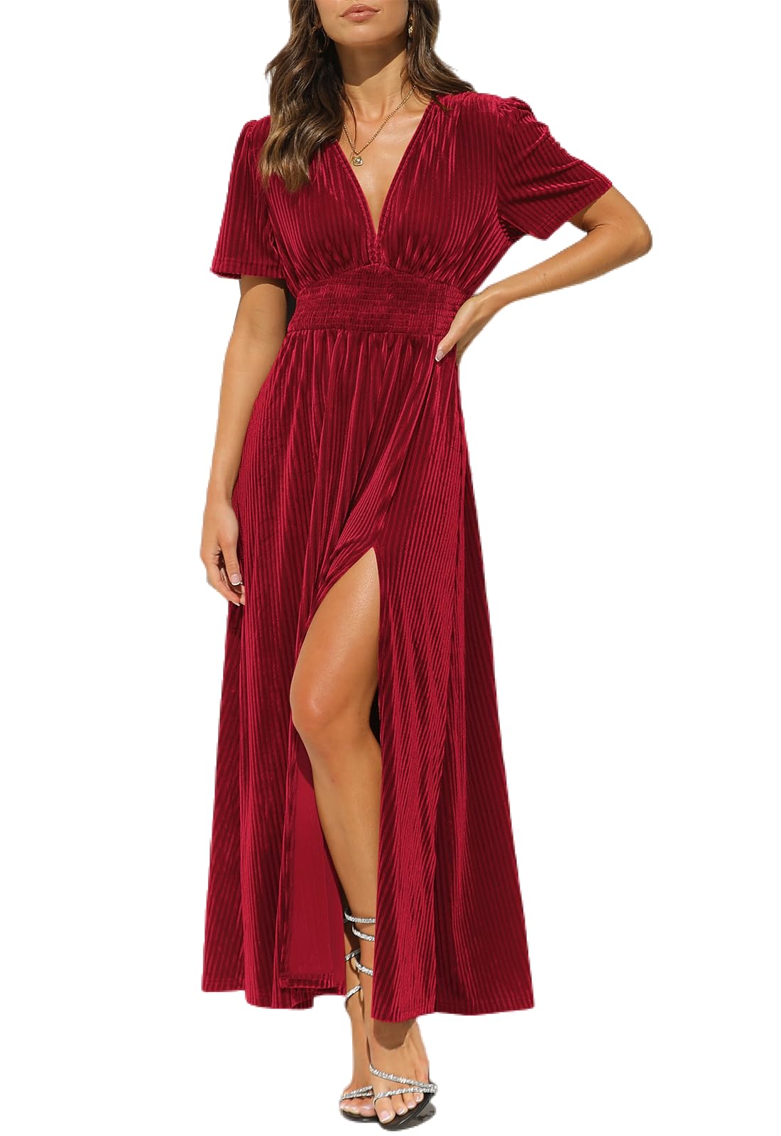 Women's Velvet Maxi Dress Formal Dresses for Wedding Guest Dress