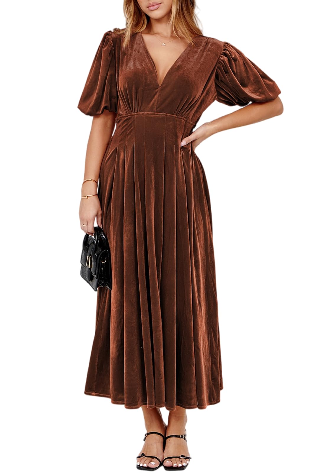 Women's Velvet Maxi Dress Formal Dresses for Wedding Guest Dress