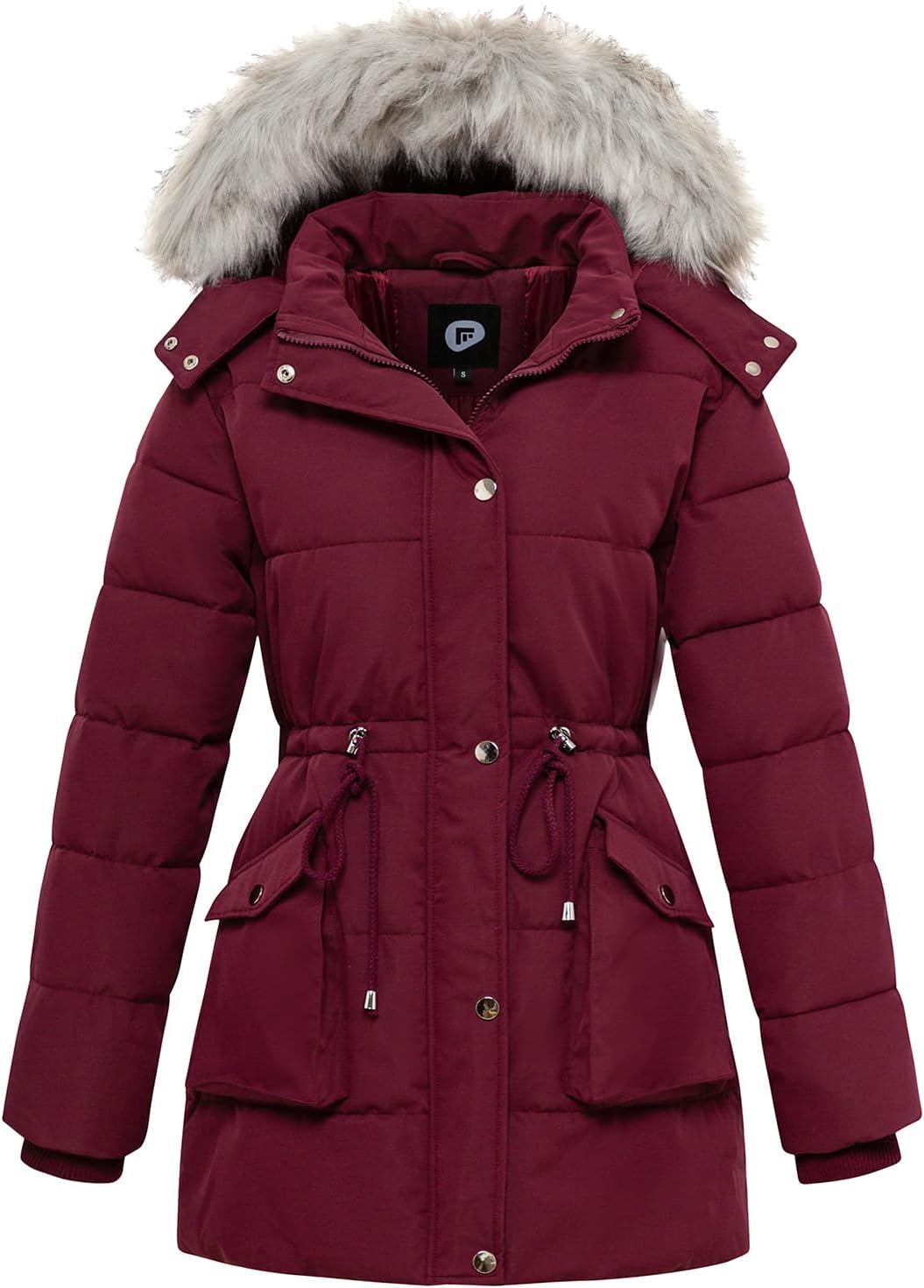 Women's Winter Hooded Coat Waterproof Down Long Jacket Warm Parka Thicken Puffer Coat with Removable Fur Hood
