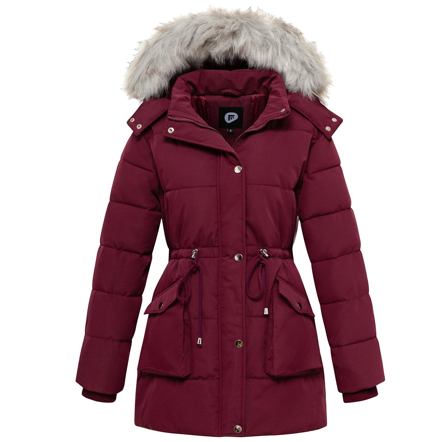 Women's Winter Hooded Coat Waterproof Down Long Jacket Warm Parka Thicken Puffer Coat with Removable Fur Hood