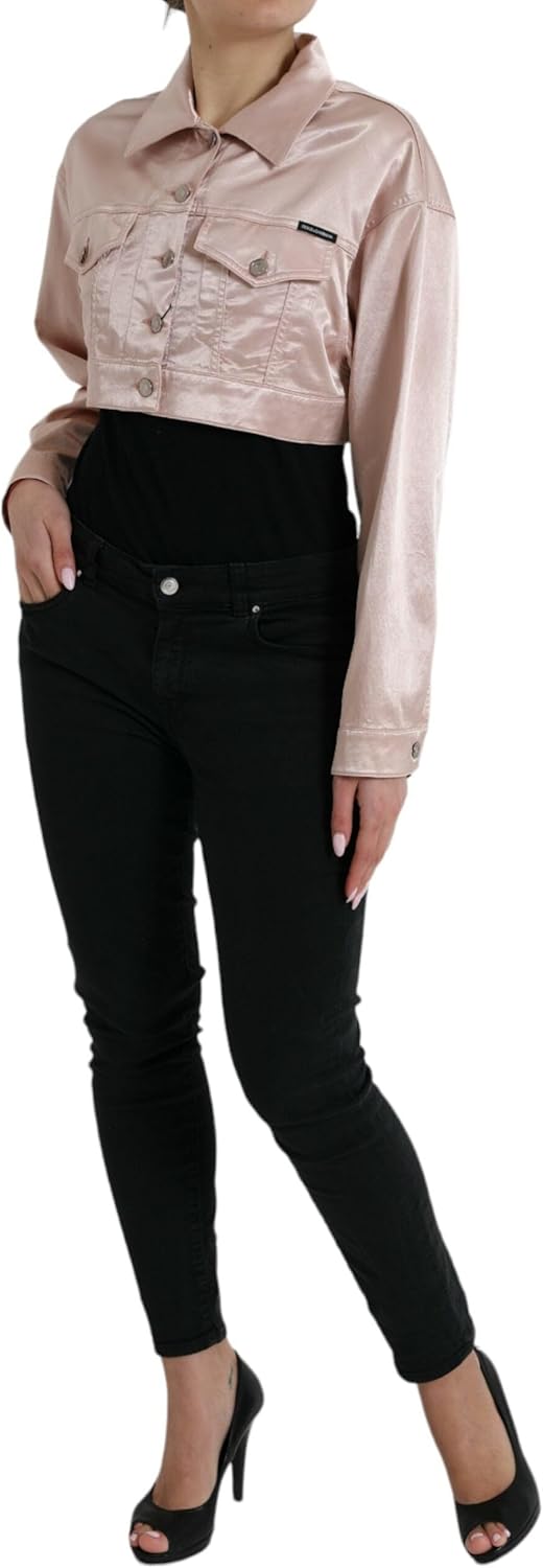 Dolce & Gabbana Elegant Pink Cropped Denim Women's Jacket