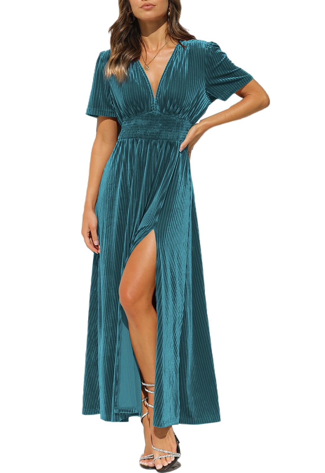 Women's Velvet Maxi Dress Formal Dresses for Wedding Guest Dress