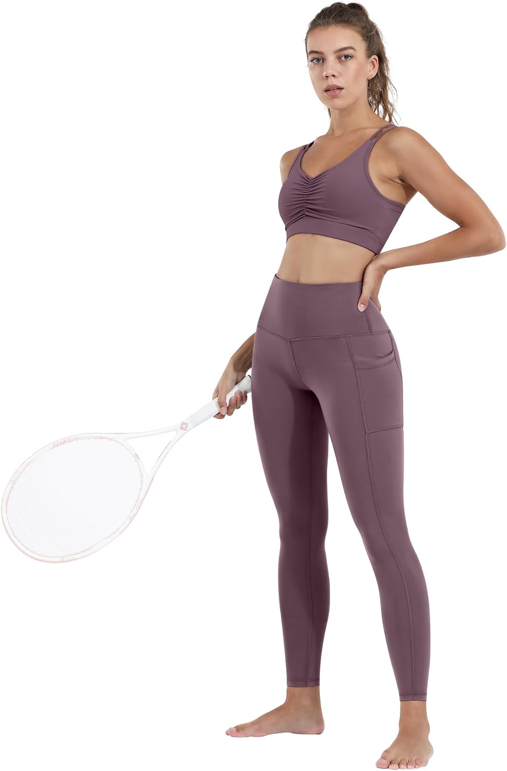 CHRLEISURE Leggings with Pockets for Women, High Waisted Tummy Control Workout Yoga Pants