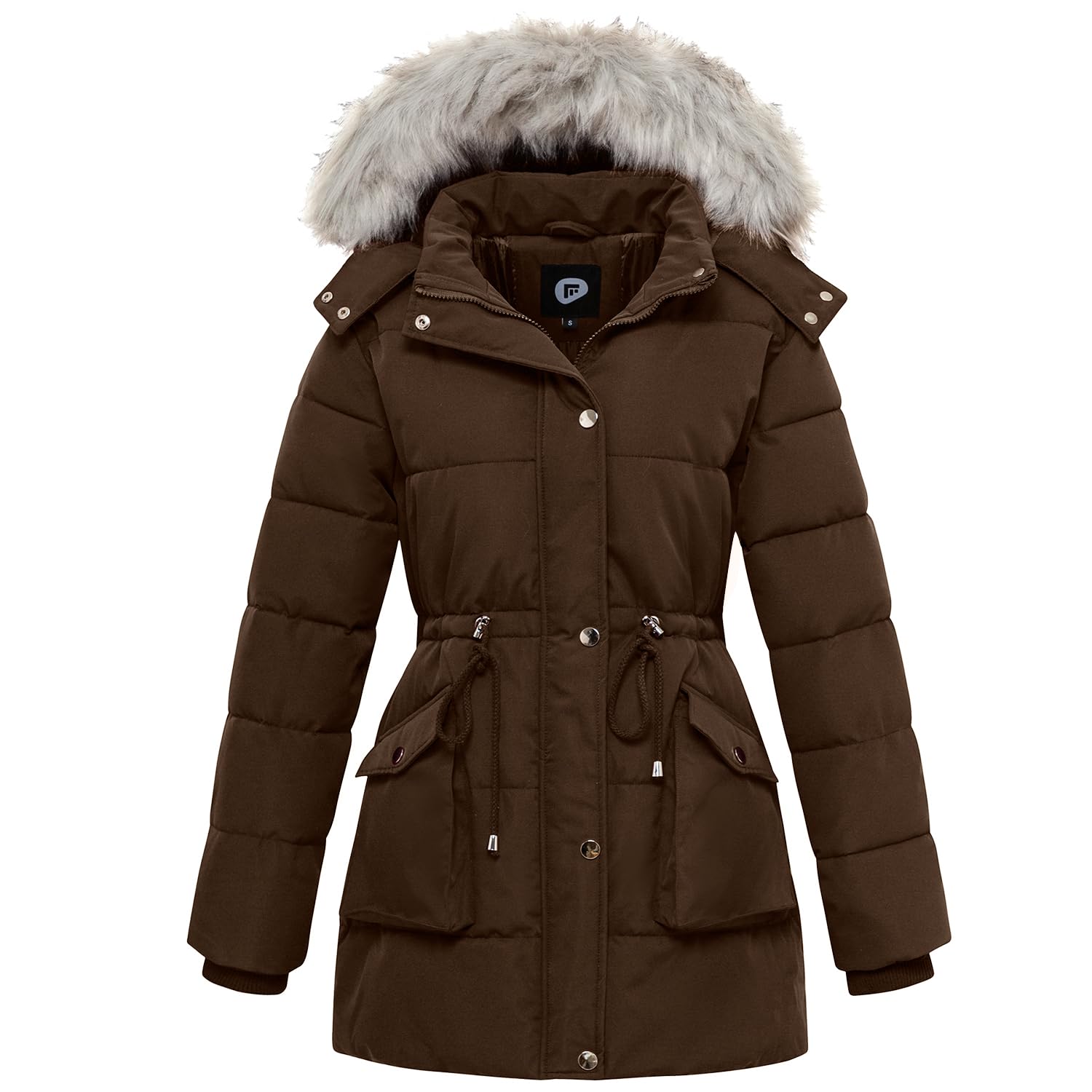 Women's Winter Hooded Coat Waterproof Down Long Jacket Warm Parka Thicken Puffer Coat with Removable Fur Hood