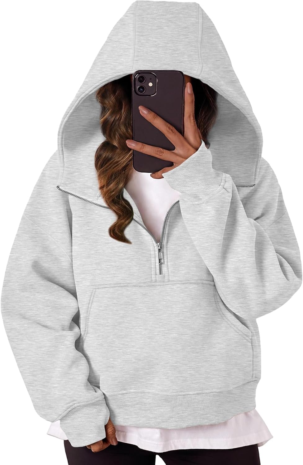 Trendy Queen Womens Hoodies Quarter Half Zip Pullover Oversized Sweatshirts Half With Pockets Fall Clothes