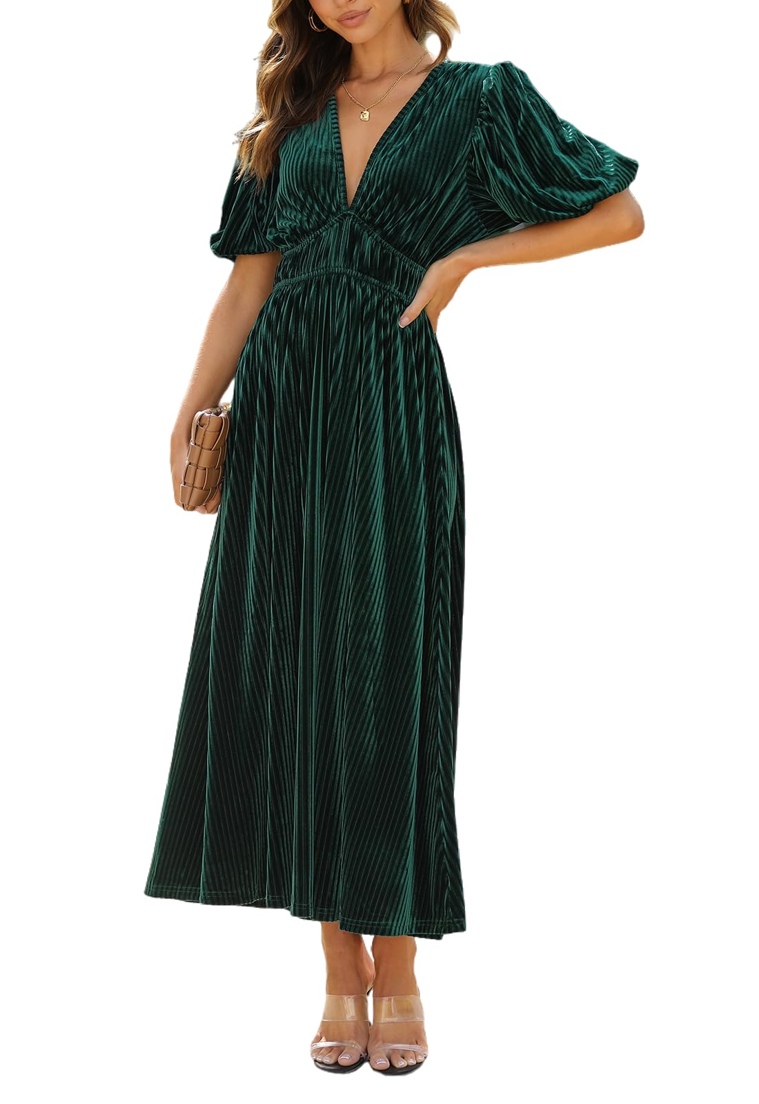 Women's Velvet Maxi Dress Formal Dresses for Wedding Guest Dress
