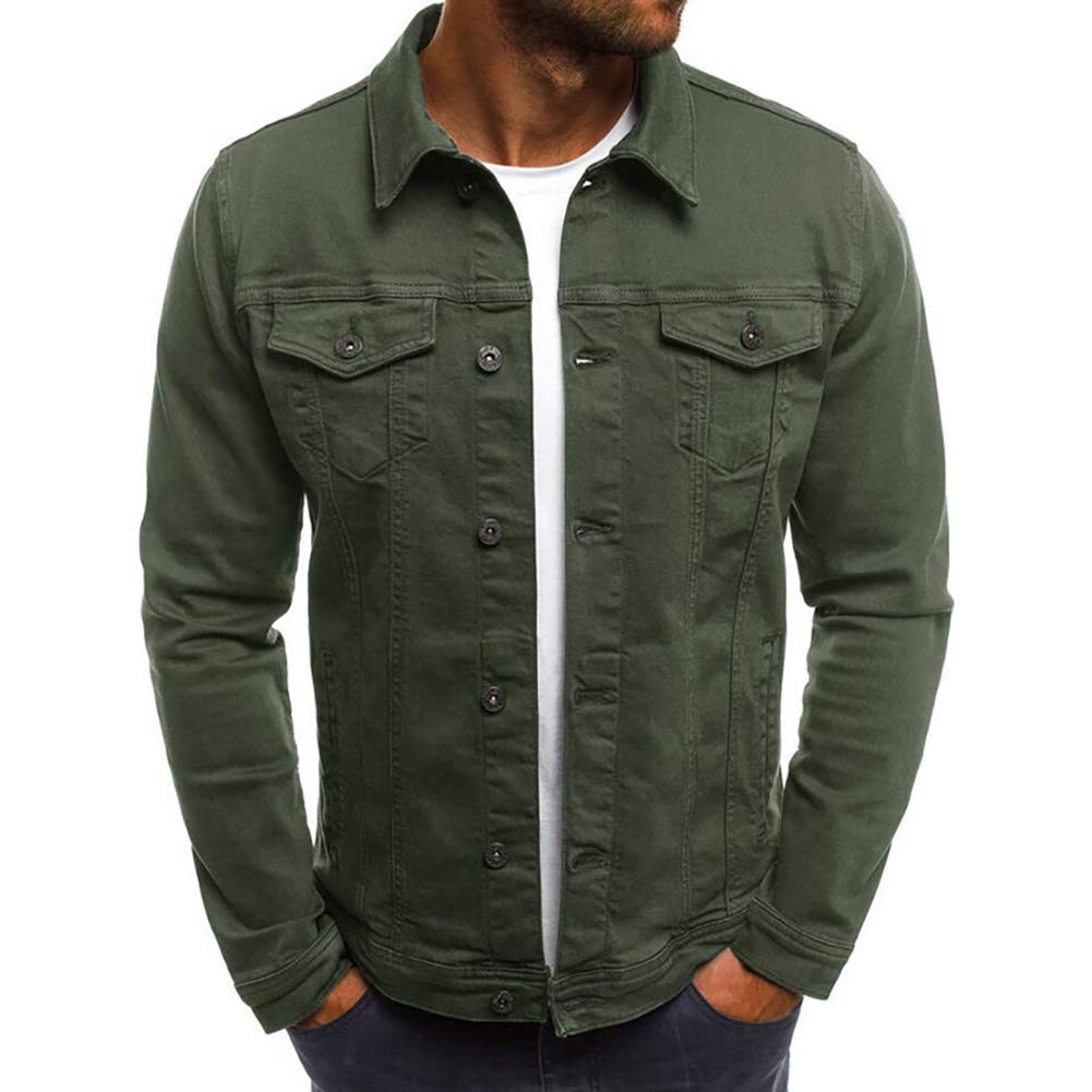 LONGBIDA Men's Casual Classic Denim Jacket Slim Fit Fashion Jean Coat
